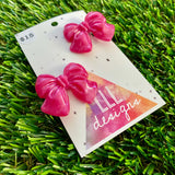 Handmade Resin Hair Clip - Regular Pink - Medium Chunky Bow Hair Clip Pair!