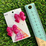 Handmade Resin Hair Clip - Regular Pink - Medium Chunky Bow Hair Clip Pair!