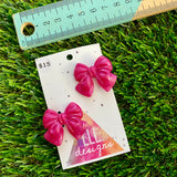 Handmade Resin Hair Clip - Regular Pink - Medium Chunky Bow Hair Clip Pair!