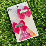 Handmade Resin Hair Clip - Regular Pink - Medium Chunky Bow Hair Clip Pair!