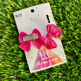 Handmade Resin Hair Clip - Regular Pink - Medium Chunky Bow Hair Clip Pair!