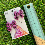 Handmade Resin Hair Clip - Pink and Black Confetti - Medium Chunky Bow Hair Clip Pair!