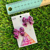 Handmade Resin Hair Clip - Pink and Black Confetti - Medium Chunky Bow Hair Clip Pair!