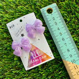 Handmade Resin Hair Clip - Glow In Dark Lavender - Medium Chunky Bow Hair Clip Pair!