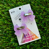 Handmade Resin Hair Clip - Glow In Dark Lavender - Medium Chunky Bow Hair Clip Pair!