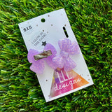 Handmade Resin Hair Clip - Glow In Dark Lavender - Medium Chunky Bow Hair Clip Pair!