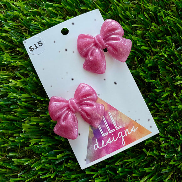 Handmade Resin Hair Clip - Pale Pink - Medium Chunky Bow Hair Clip Pair!