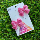Handmade Resin Hair Clip - Pale Pink - Medium Chunky Bow Hair Clip Pair!