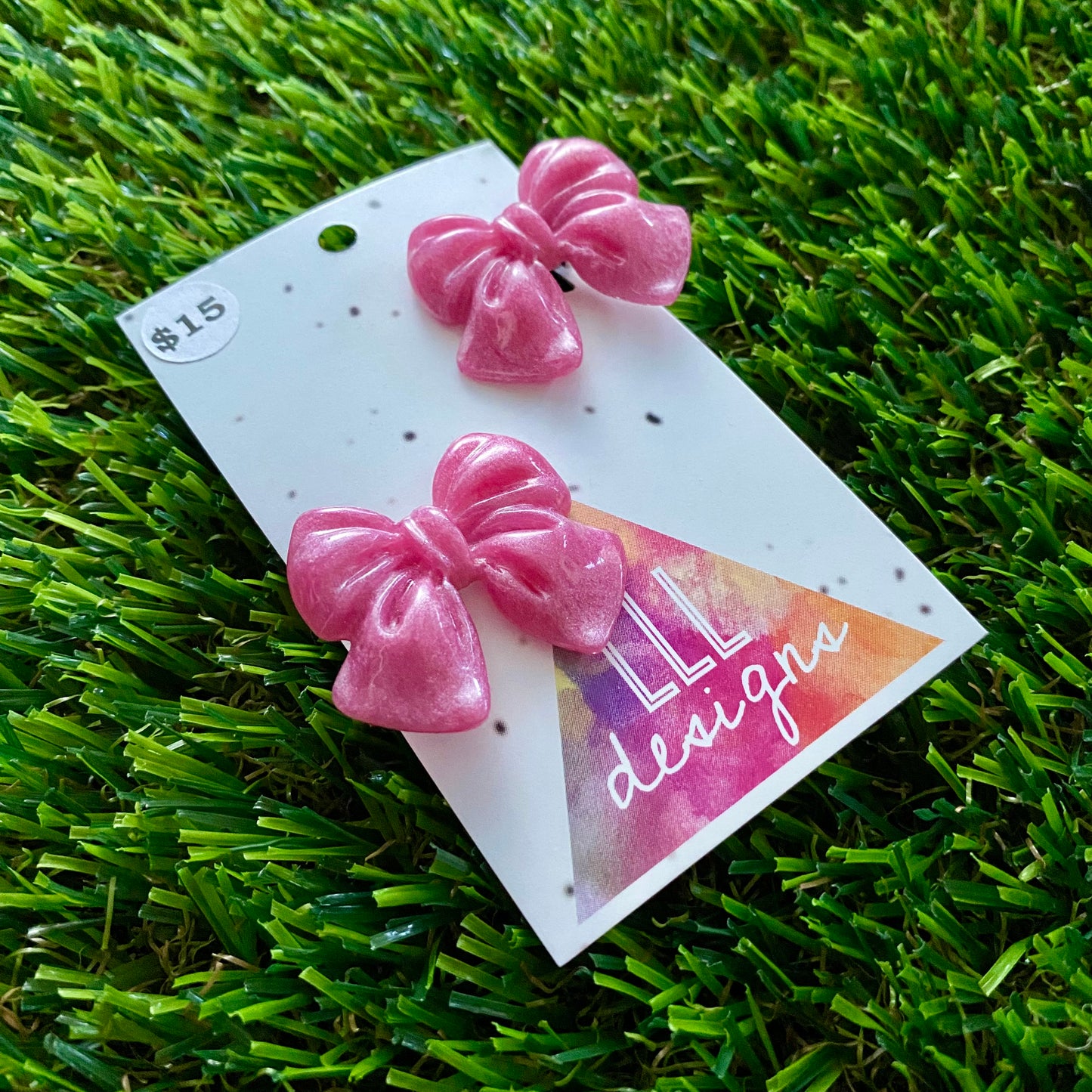 Handmade Resin Hair Clip - Pale Pink - Medium Chunky Bow Hair Clip Pair!