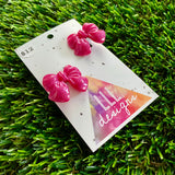Handmade Resin Hair Clip - Regular Pink - Small Chunky Bow Hair Clip Pair!
