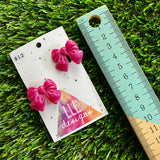 Handmade Resin Hair Clip - Regular Pink - Small Chunky Bow Hair Clip Pair!