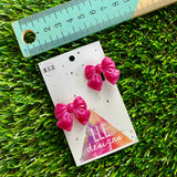 Handmade Resin Hair Clip - Regular Pink - Small Chunky Bow Hair Clip Pair!