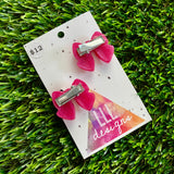 Handmade Resin Hair Clip - Regular Pink - Small Chunky Bow Hair Clip Pair!