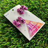 Handmade Resin Hair Clip - Pink and Black Confetti - Small Chunky Bow Hair Clip Pair!