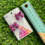 Handmade Resin Hair Clip - Pink and Black Confetti - Small Chunky Bow Hair Clip Pair!