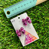 Handmade Resin Hair Clip - Pink and Black Confetti - Small Chunky Bow Hair Clip Pair!