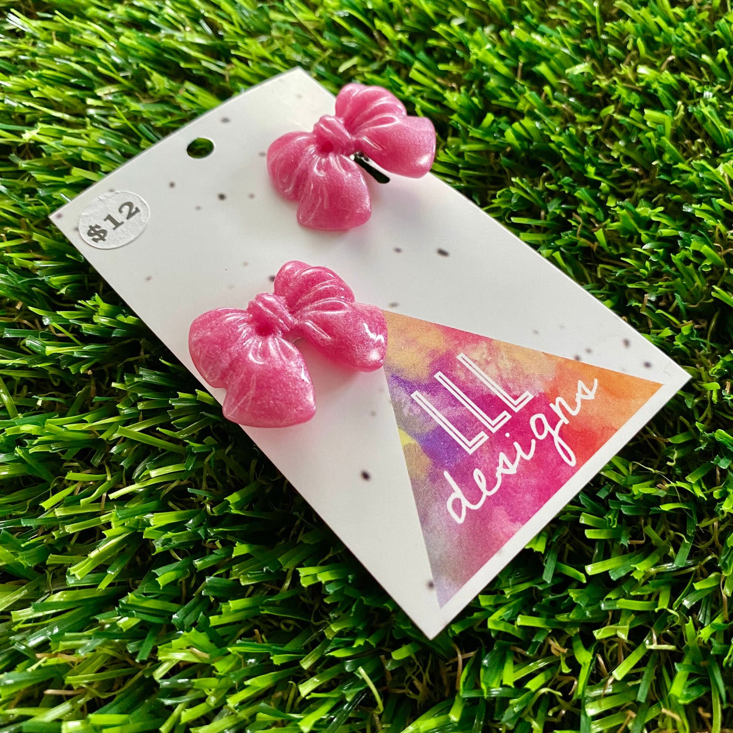 Handmade Resin Hair Clip - Pale Pink - Small Chunky Bow Hair Clip Pair!