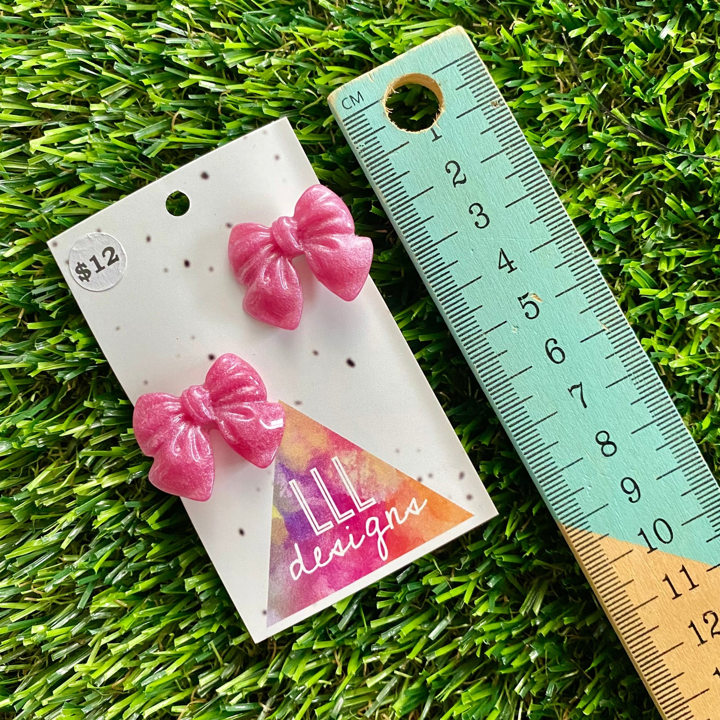 Handmade Resin Hair Clip - Pale Pink - Small Chunky Bow Hair Clip Pair!