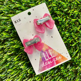 Handmade Resin Hair Clip - Pale Pink - Small Chunky Bow Hair Clip Pair!