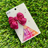 Handmade Resin Hair Clip - Glitter Deep Pink - Large Chunky Bow Hair Clip!
