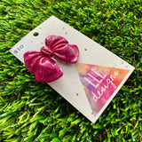 Handmade Resin Hair Clip - Glitter Deep Pink - Large Chunky Bow Hair Clip!