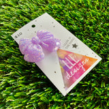 Handmade Resin Hair Clip - Glow In Dark Lavender Glitter - Large Chunky Bow Hair Clip!