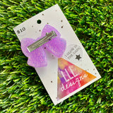 Handmade Resin Hair Clip - Glow In Dark Lavender Glitter - Large Chunky Bow Hair Clip!