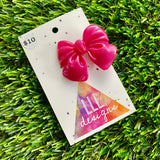 Handmade Resin Hair Clip - Regular Pink - Large Chunky Bow Hair Clip!