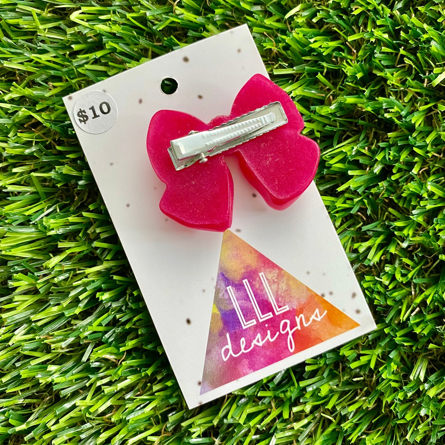 Handmade Resin Hair Clip - Regular Pink - Large Chunky Bow Hair Clip!