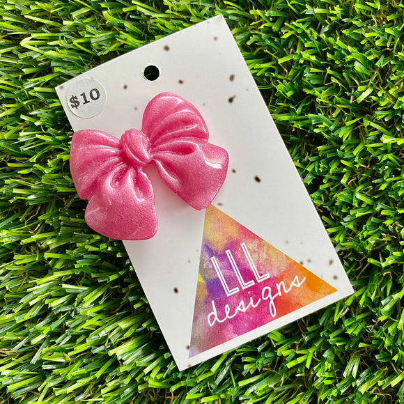 Handmade Resin Hair Clip - Pale Pink - Large Chunky Bow Hair Clip!