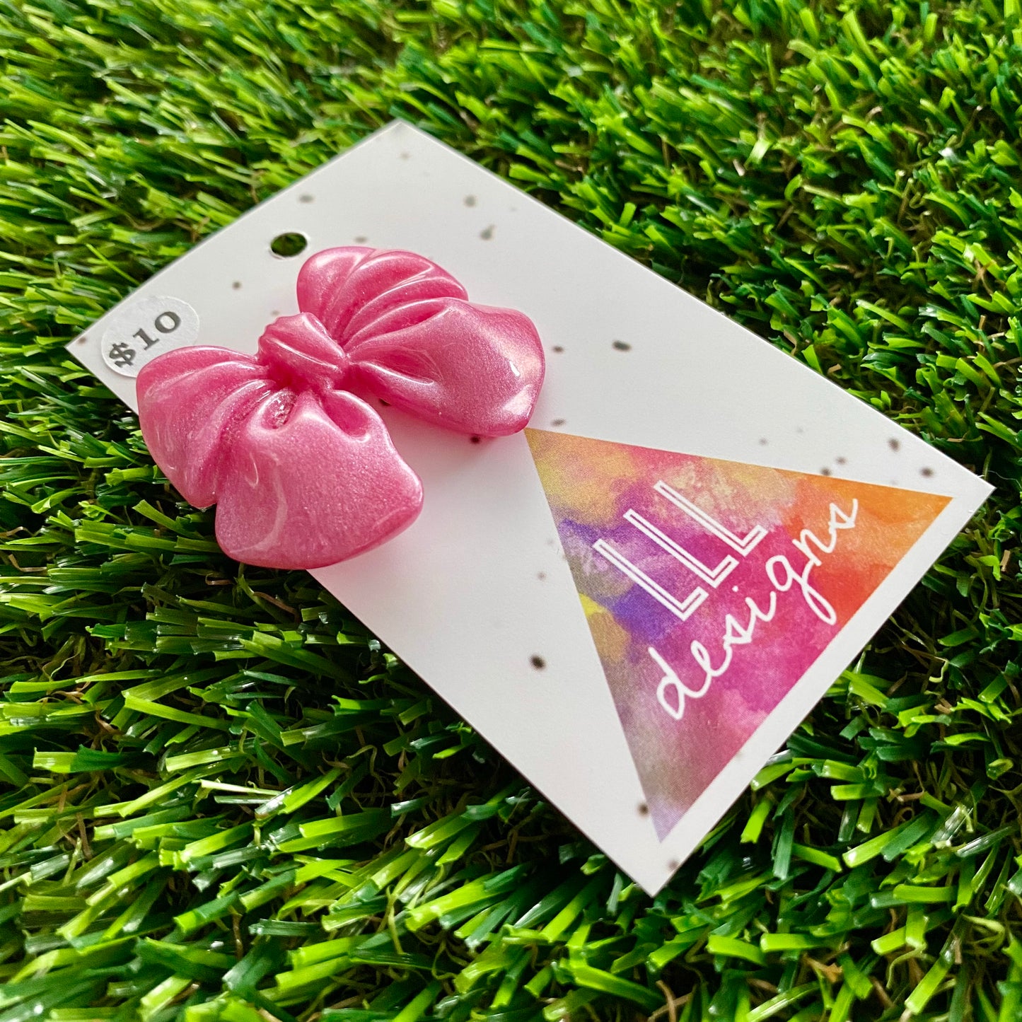 Handmade Resin Hair Clip - Pale Pink - Large Chunky Bow Hair Clip!