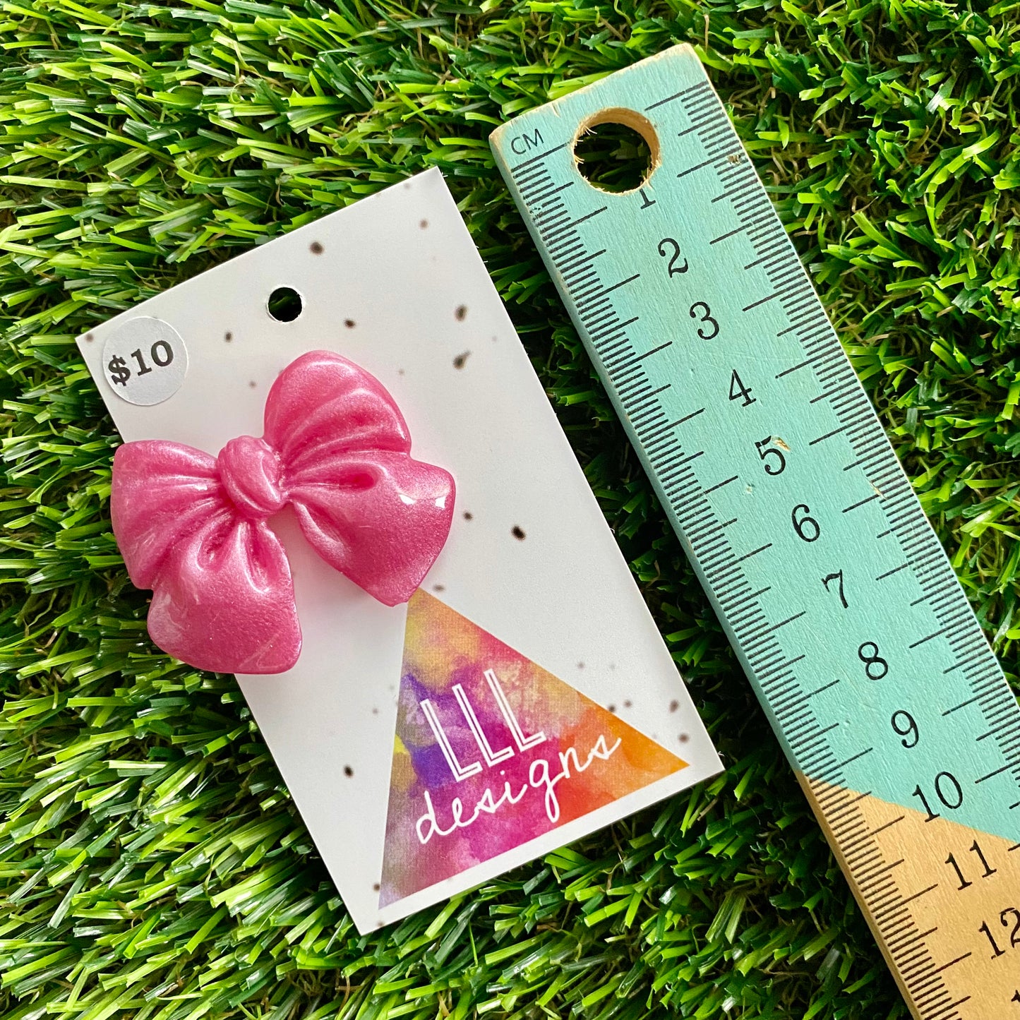 Handmade Resin Hair Clip - Pale Pink - Large Chunky Bow Hair Clip!