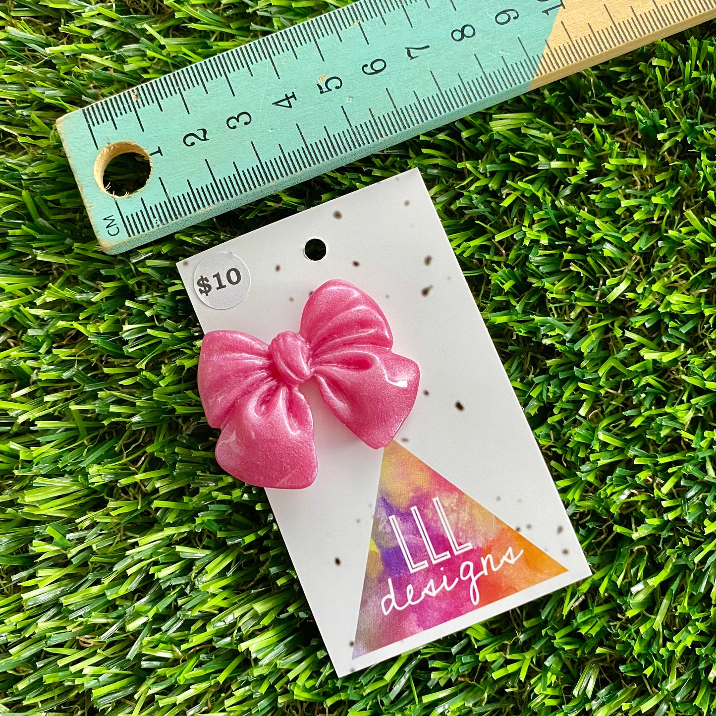 Handmade Resin Hair Clip - Pale Pink - Large Chunky Bow Hair Clip!