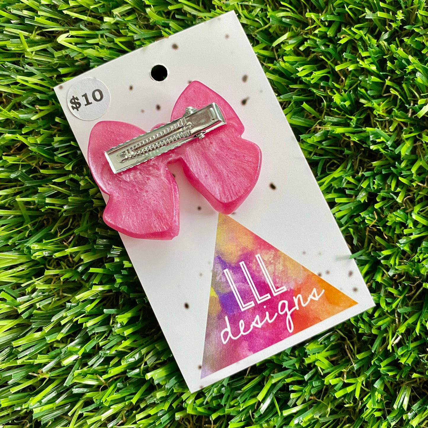 Handmade Resin Hair Clip - Pale Pink - Large Chunky Bow Hair Clip!
