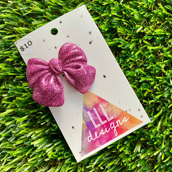 Handmade Resin Hair Clip - Glitter Pink - Large Chunky Bow Hair Clip!