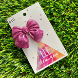 Handmade Resin Hair Clip - Glitter Pink - Large Chunky Bow Hair Clip!