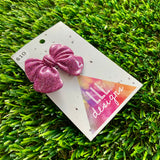 Handmade Resin Hair Clip - Glitter Pink - Large Chunky Bow Hair Clip!