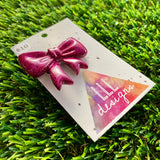 Handmade Resin Hair Clip - Glitter Deep Pink - Large Regular Bow Hair Clip!