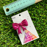 Handmade Resin Hair Clip - Glitter Deep Pink - Large Regular Bow Hair Clip!