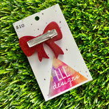 Handmade Resin Hair Clip - Glitter Deep Pink - Large Regular Bow Hair Clip!