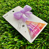 Handmade Resin Hair Clip - Glow In Dark Lavender Glitter - Large Regular Bow Hair Clip!