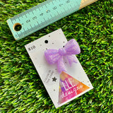 Handmade Resin Hair Clip - Glow In Dark Lavender Glitter - Large Regular Bow Hair Clip!