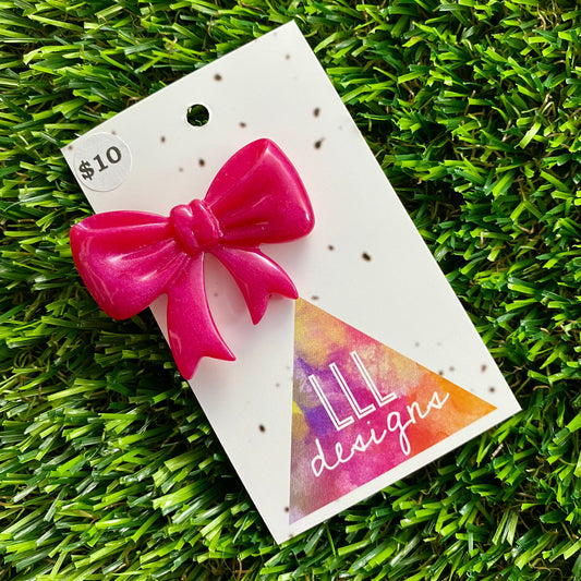 Handmade Resin Hair Clip - Deep Pink - Large Regular Bow Hair Clip!
