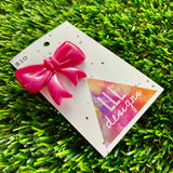 Handmade Resin Hair Clip - Deep Pink - Large Regular Bow Hair Clip!