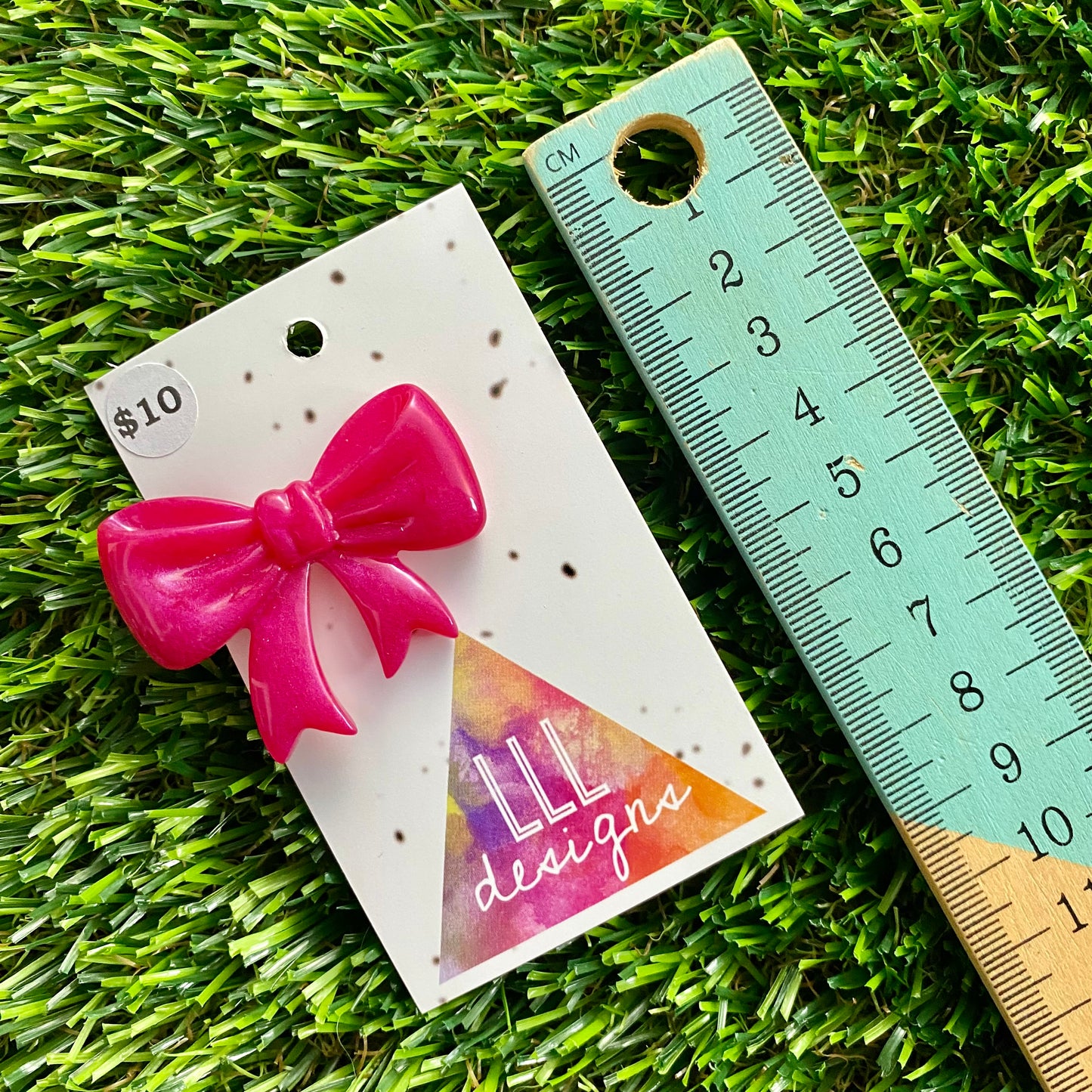 Handmade Resin Hair Clip - Deep Pink - Large Regular Bow Hair Clip!