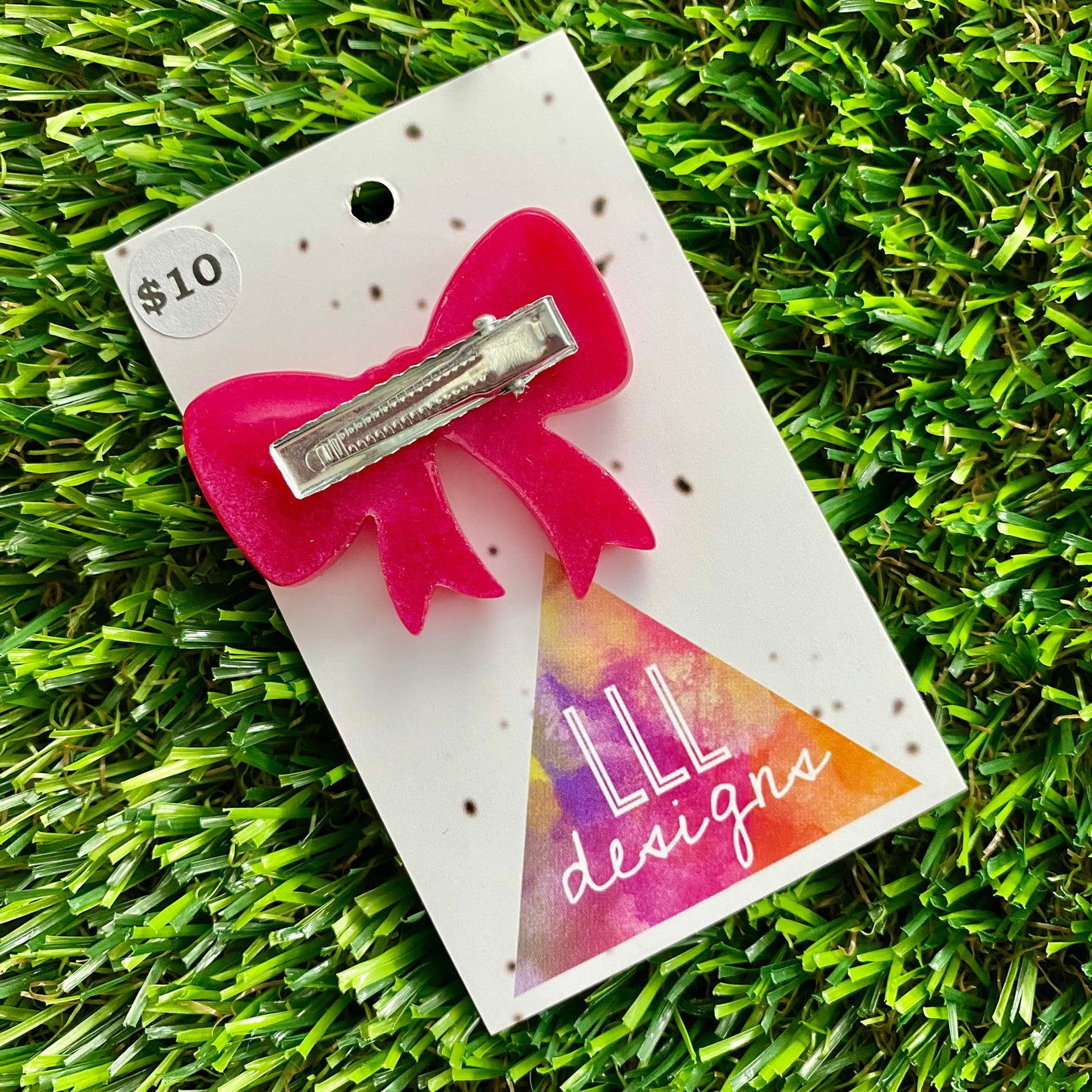 Handmade Resin Hair Clip - Deep Pink - Large Regular Bow Hair Clip!