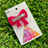 Handmade Resin Hair Clip - Deep Pink - Large Regular Bow Hair Clip!
