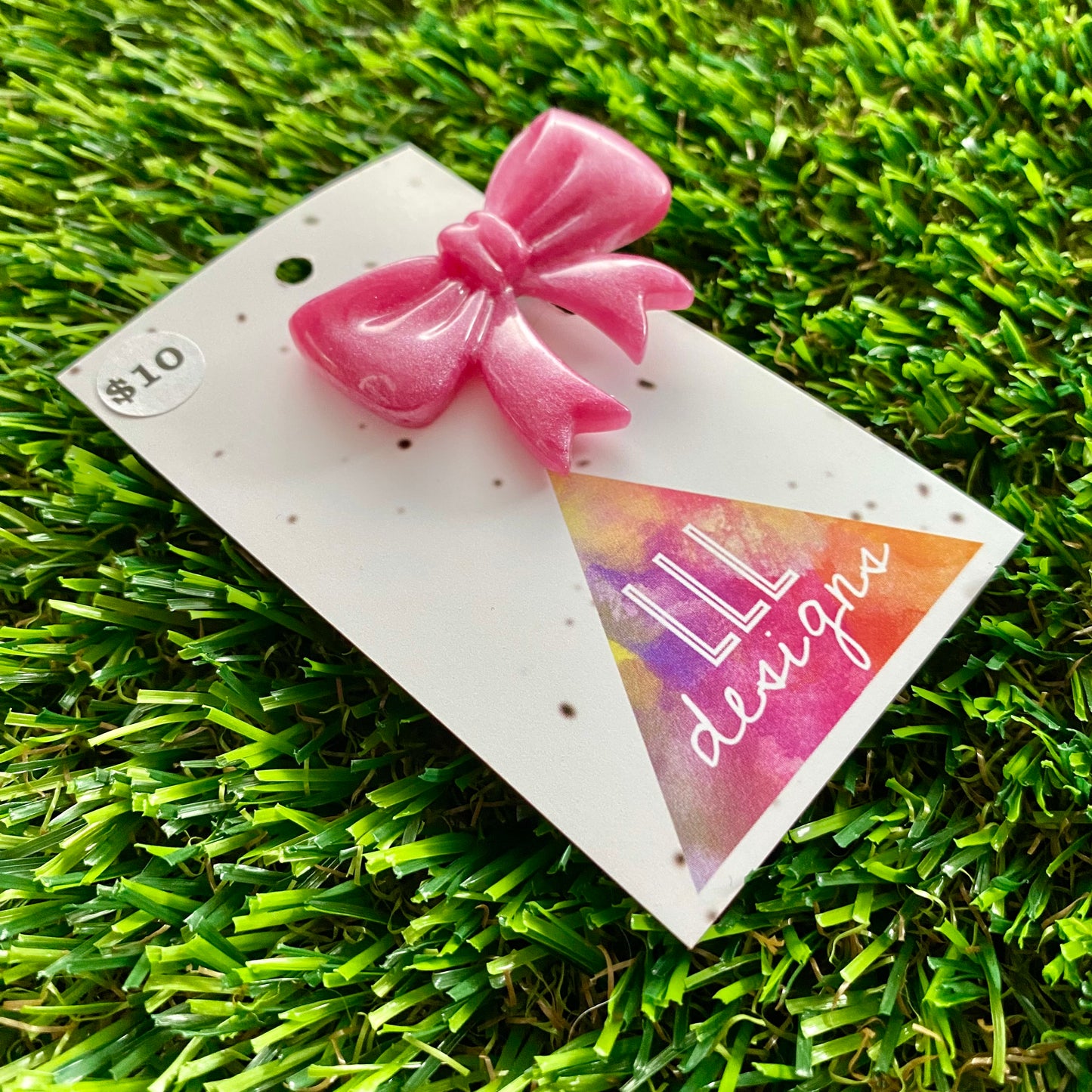 Handmade Resin Hair Clip - Pale Pink - Large Regular Bow Hair Clip!
