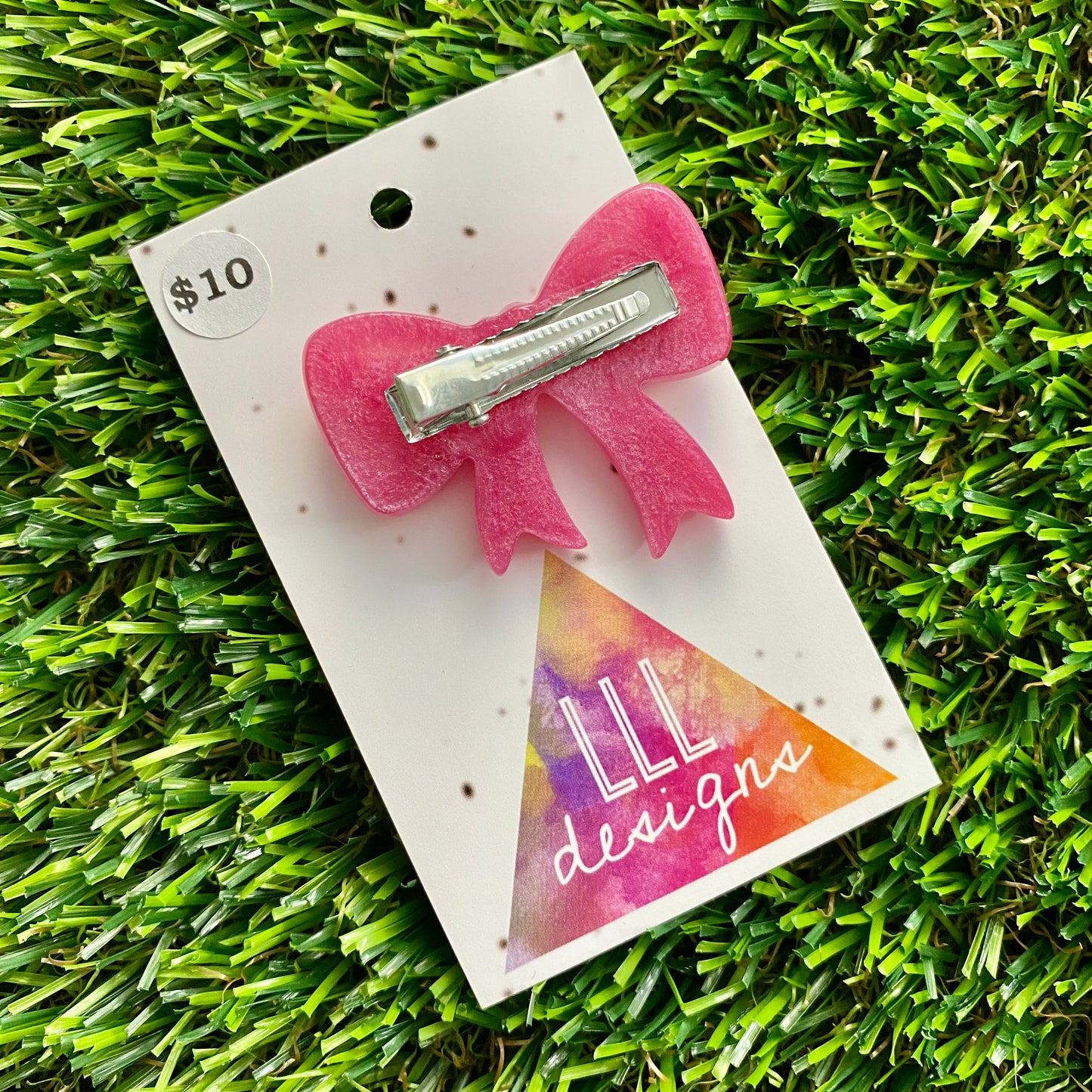 Handmade Resin Hair Clip - Pale Pink - Large Regular Bow Hair Clip!