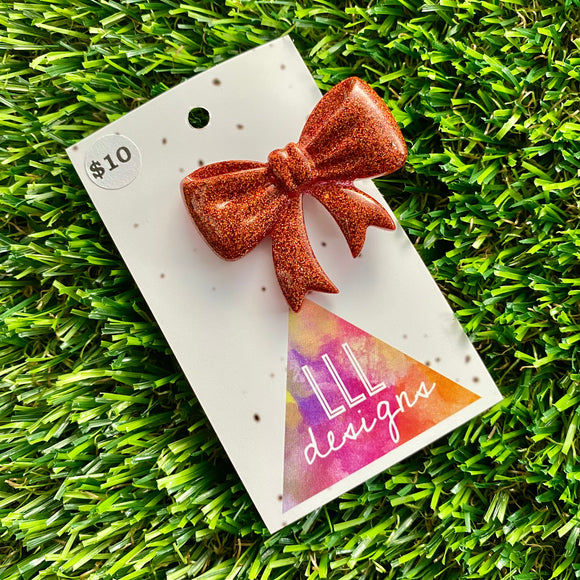 Handmade Resin Hair Clip - Glitter Red - Large Regular Bow Hair Clip!